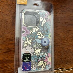 iPhone 13/13 Pro charging Floral Protective Phone Case   - Black and Gold